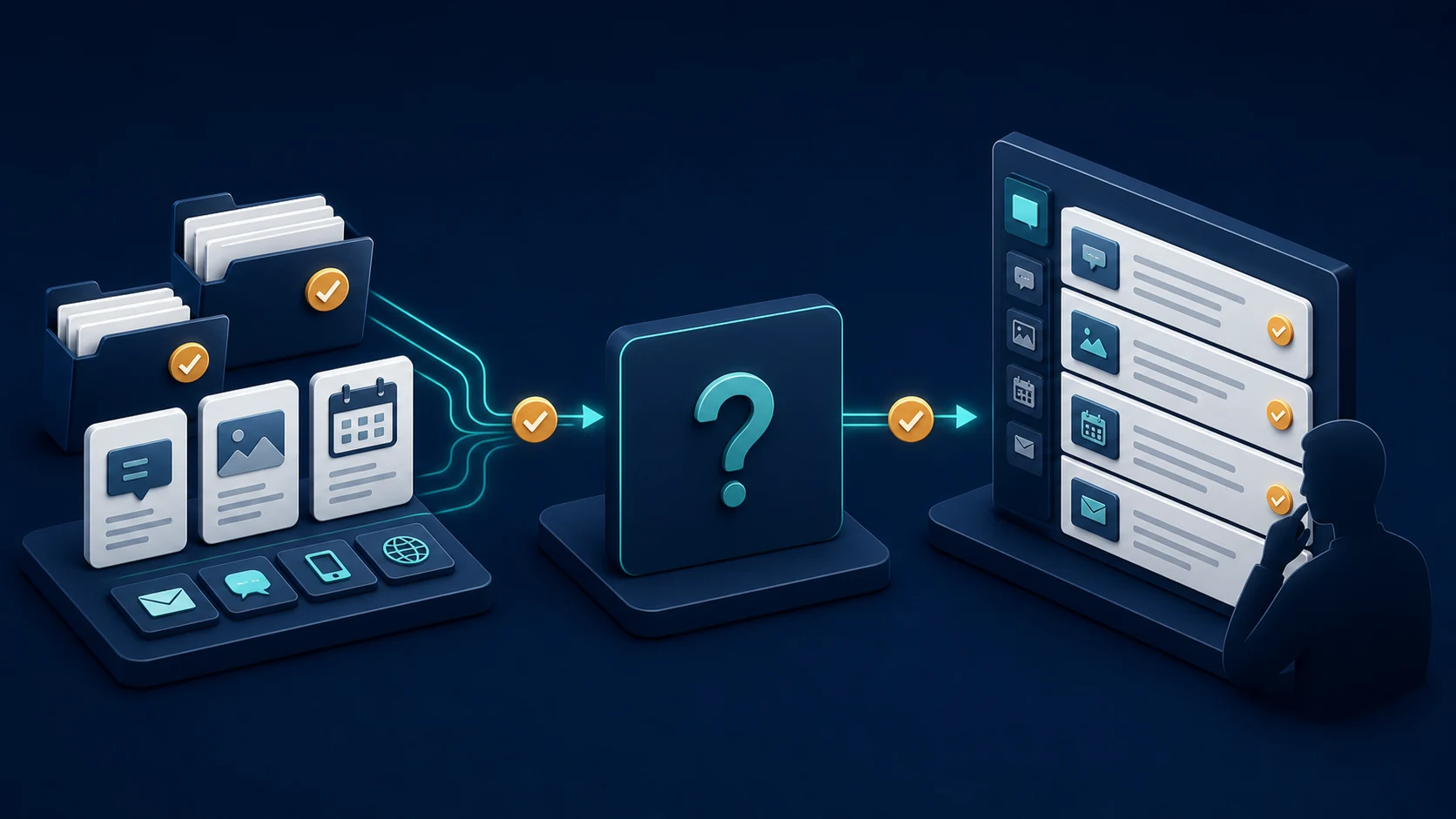 Conceptual three-step Corporate Communications document review workflow