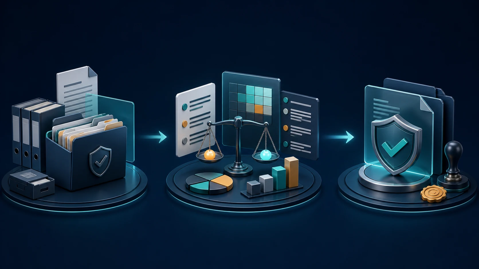 legal-compliance-workflow Three-stage legal and compliance workflow from governed folders through analysis to approval